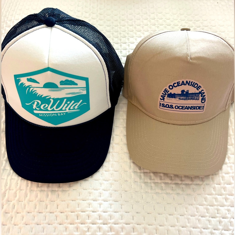 Trucker Hat set.  OTTO Black mesh, tan cotton. Unisex